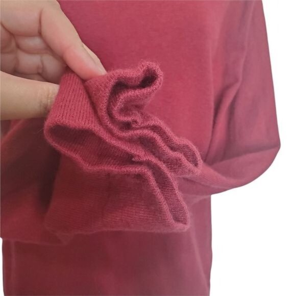 J. CREW Womens Sweater SZ L Teddie‎ Wool Cotton Pullover Burgundy Ribbed Soft - Picture 7 of 9